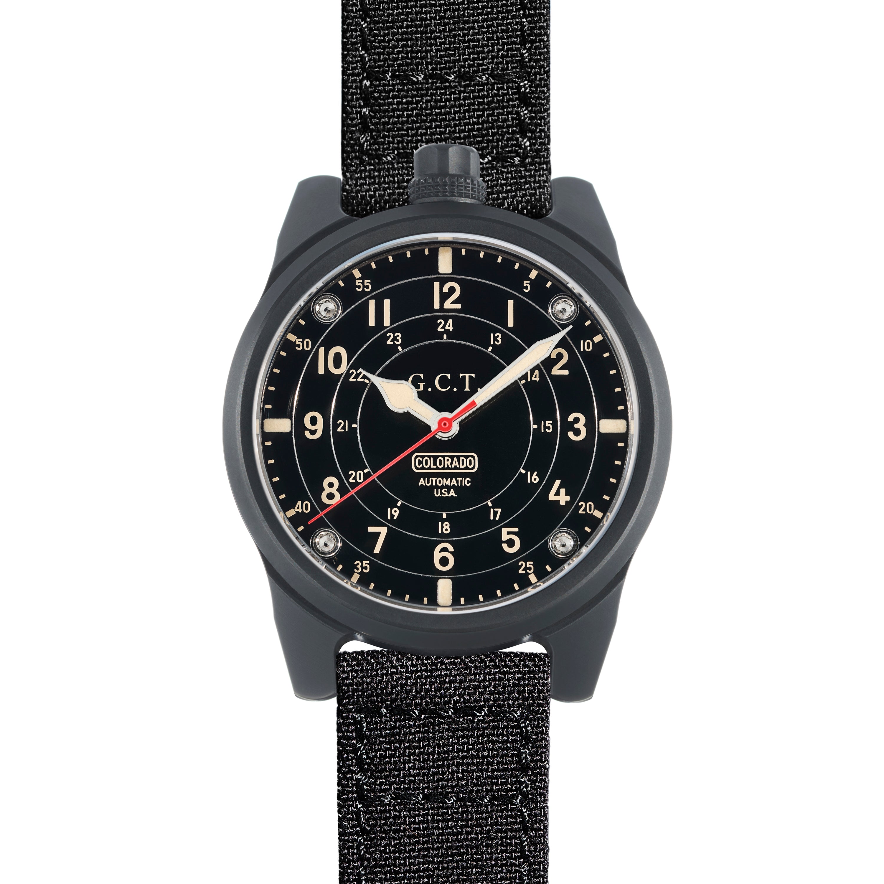 The GCT - DLC Black Case - Machined Dial