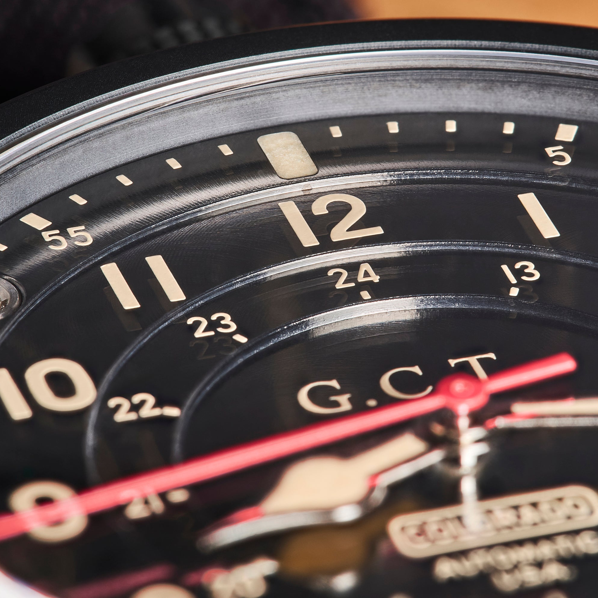 The GCT - DLC Black Case - Machined Dial