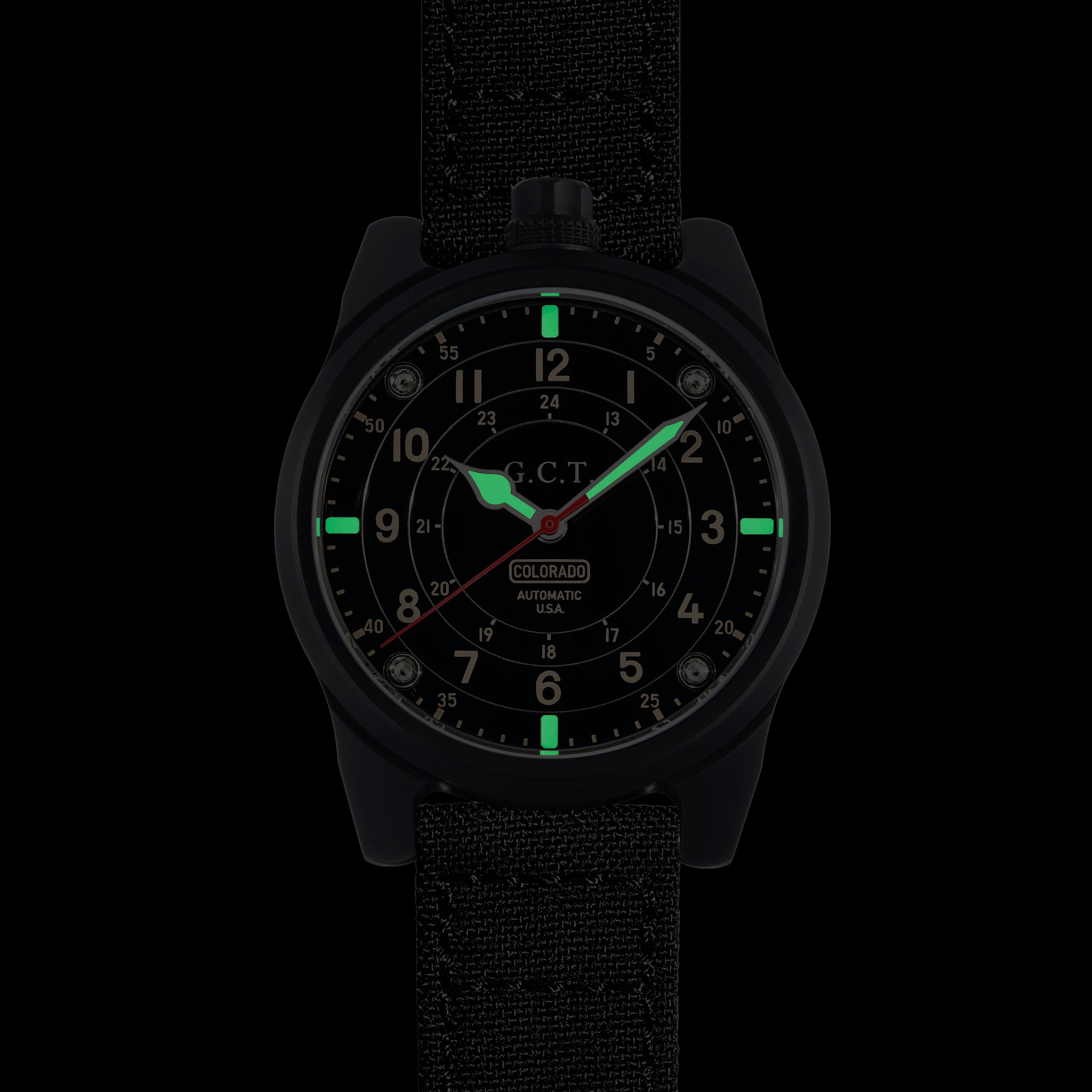 The GCT - DLC Black Case - Machined Dial