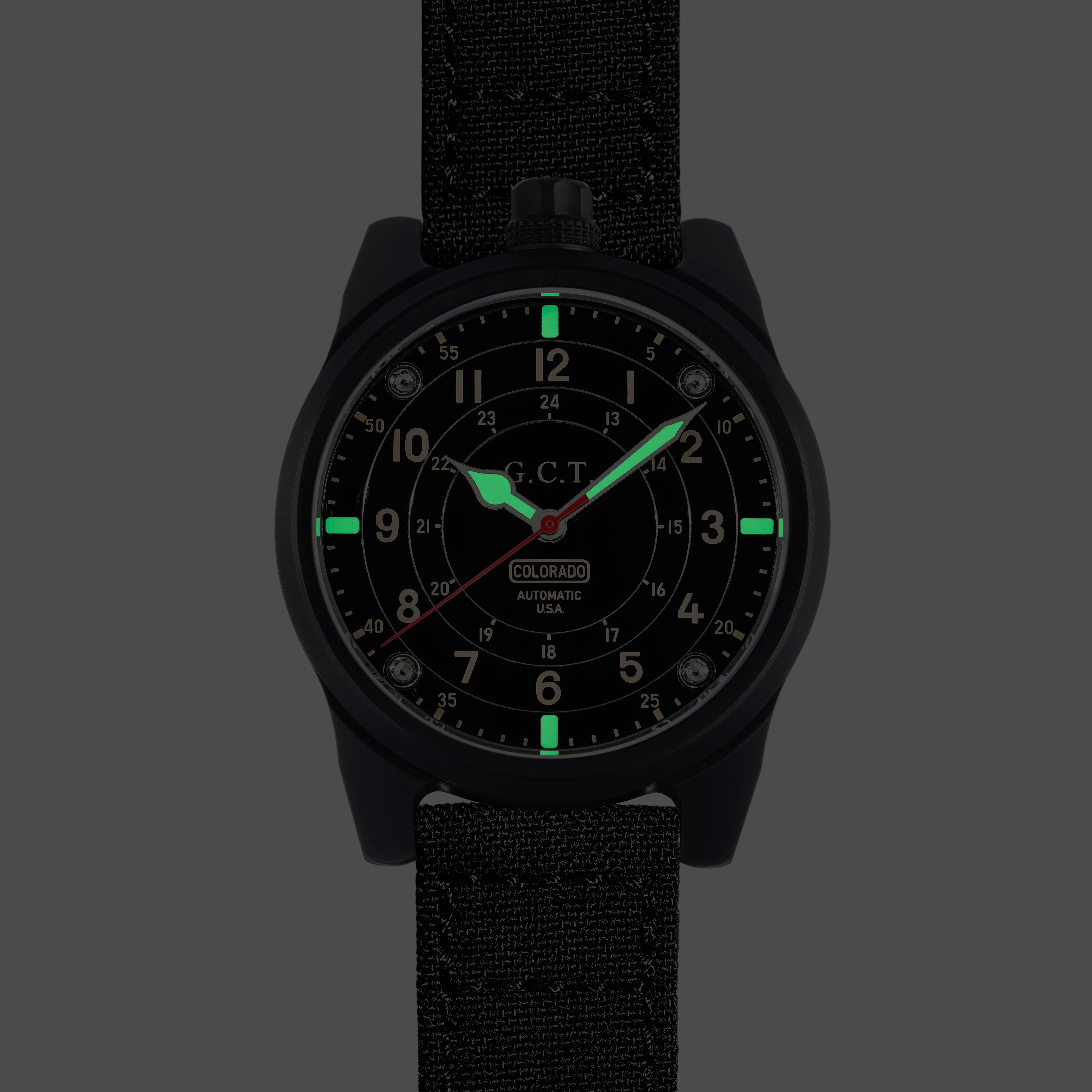 The GCT - DLC Black Case - Machined Dial